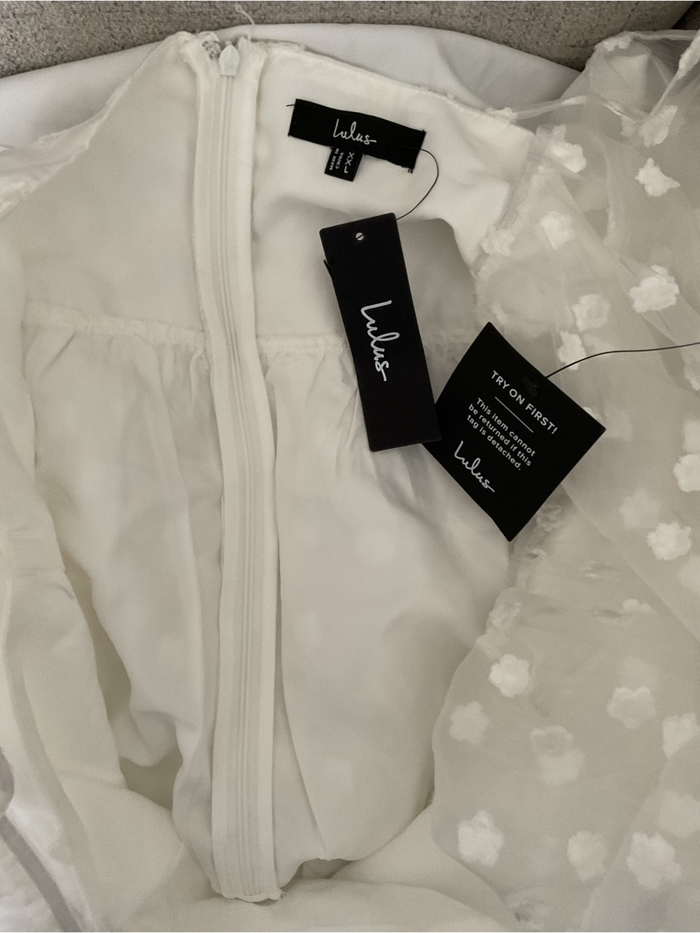 Lulus Effervescent Charm White Organza Floral Babydoll Puff Sleeve Mini Dress - Picture 11 of 14